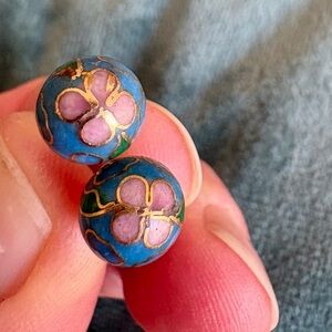 3 FOR $40: Vintage Cloisonné Ball Stud Earrings